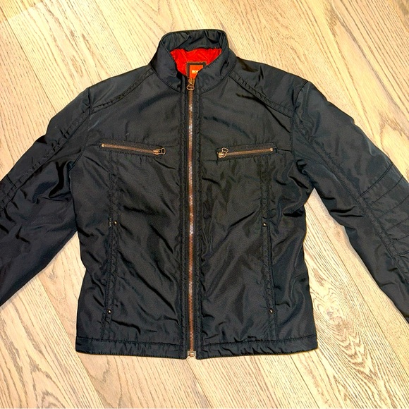 Hugo Boss Black Moto Bomber Jacket Orange Lable Mens SZ Small Full Zip - Picture 1 of 16